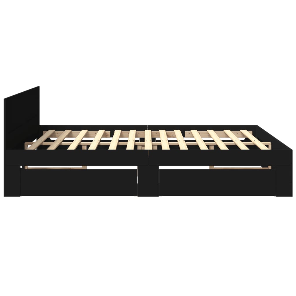 Bed frame with headboard without mattress black 180x200 cm