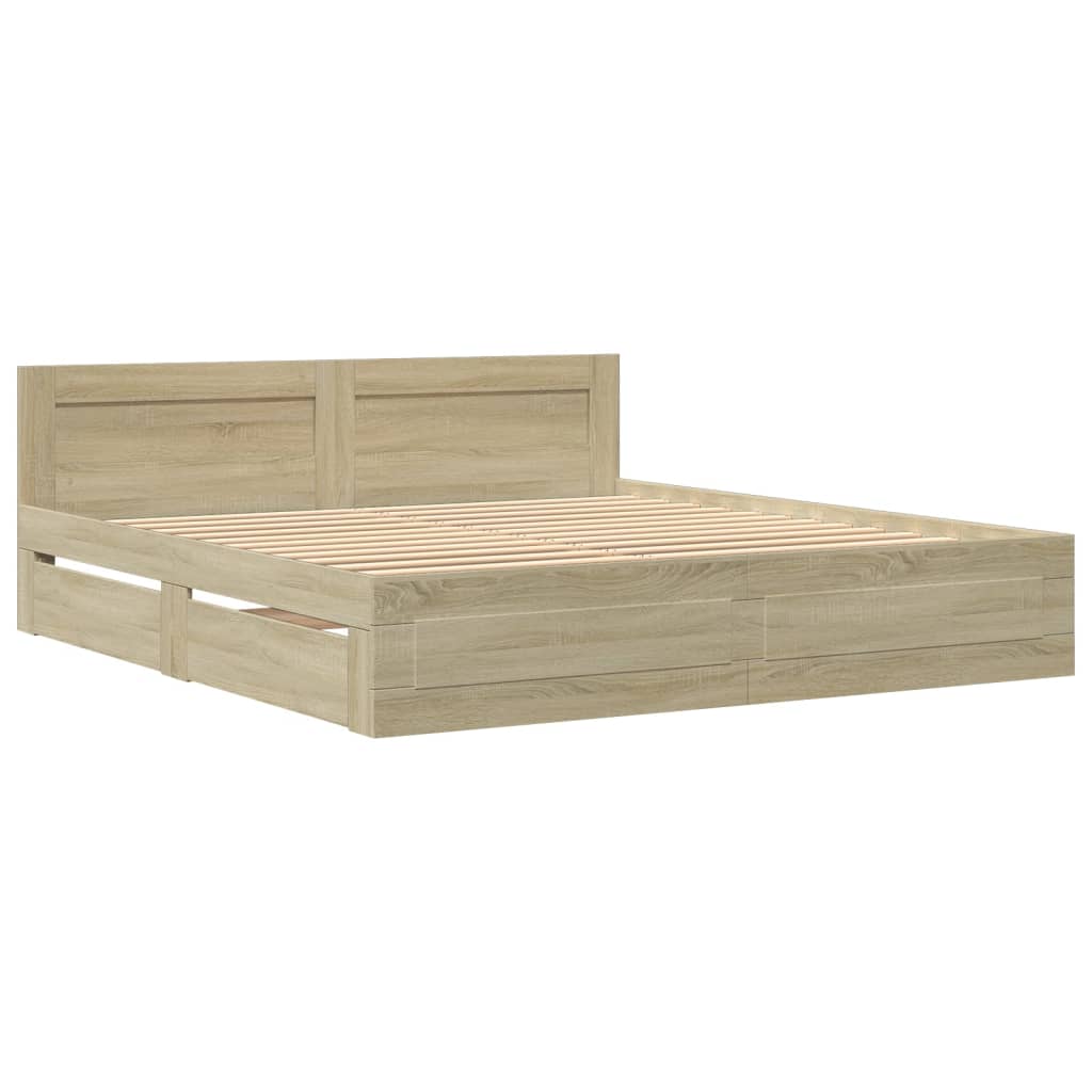 Bed frame with headboard Sonoma oak 180x200 cm wood material