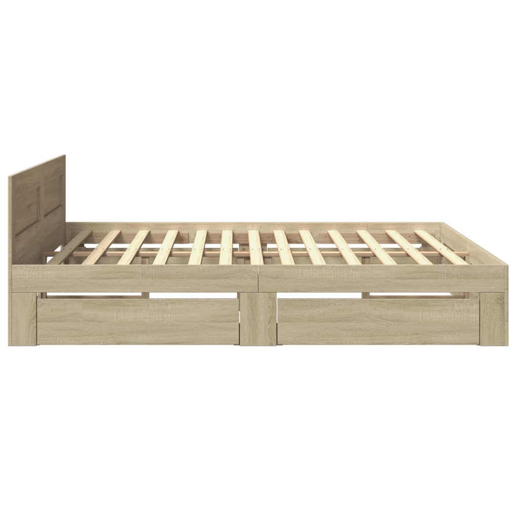 Bed frame with headboard Sonoma oak 180x200 cm wood material