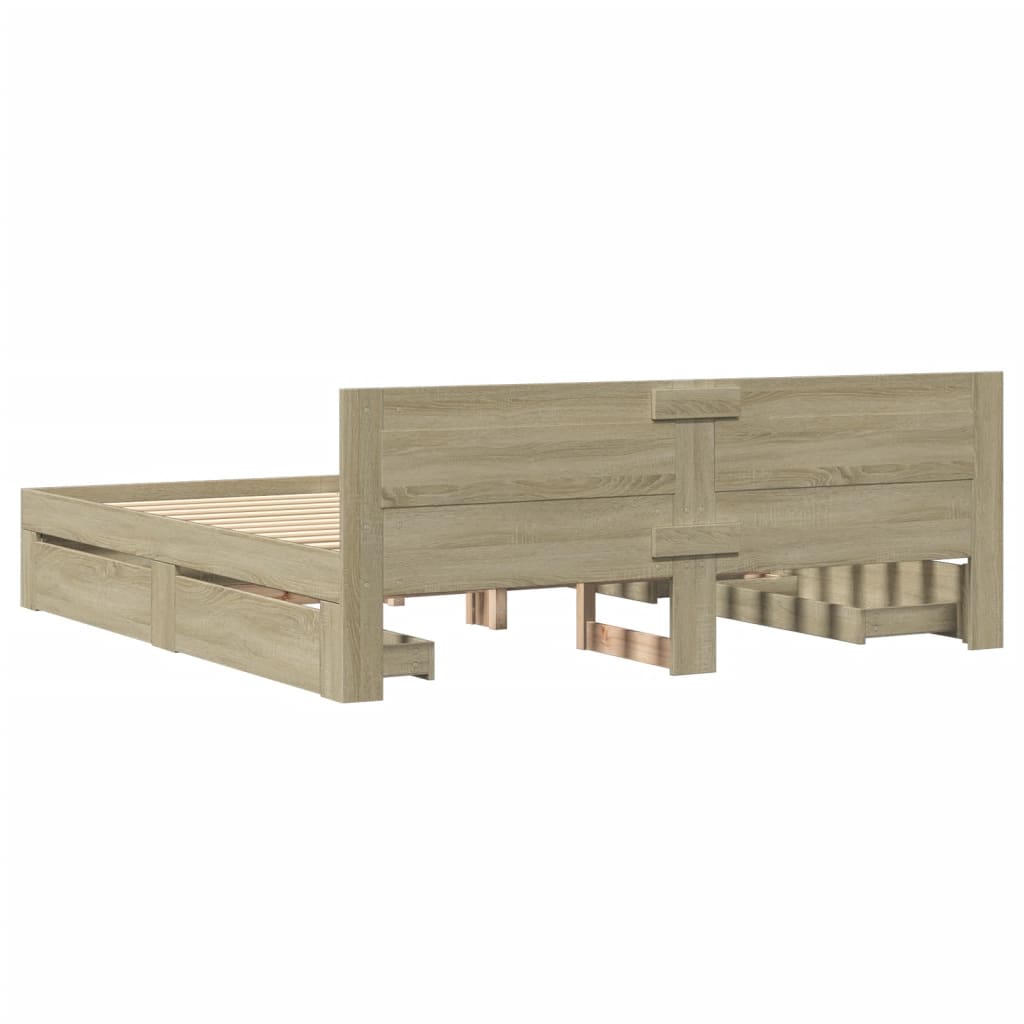 Bed frame with headboard Sonoma oak 180x200 cm wood material