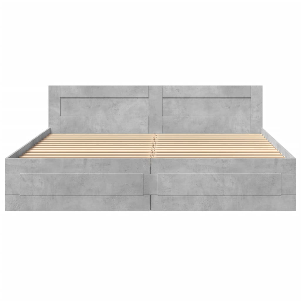 Bed frame with headboard concrete grey 180x200 cm wood material