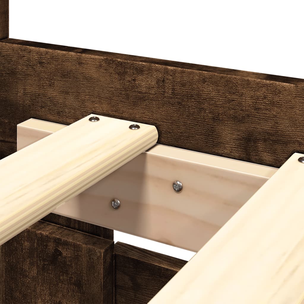 Bed frame with headboard smoked oak 180x200 cm wood material