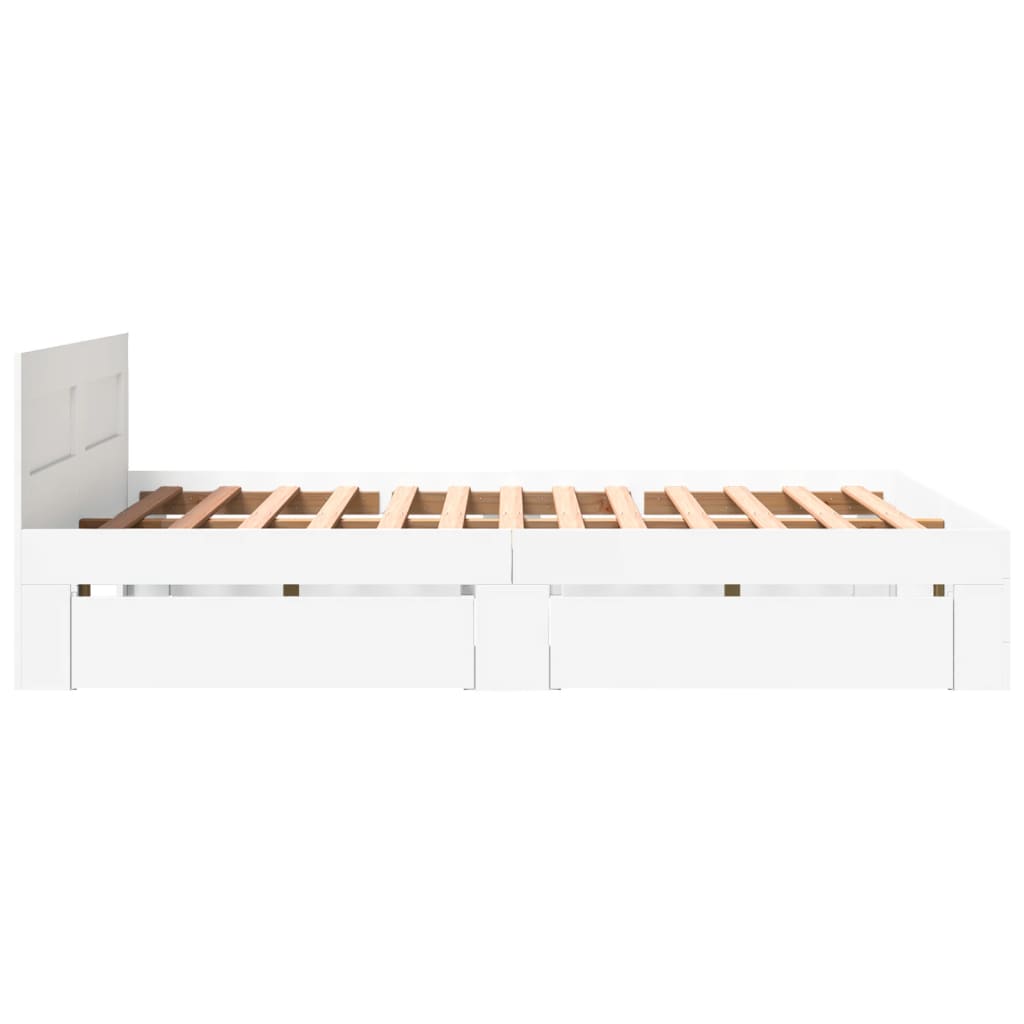 Bed frame with headboard without mattress white 160x200 cm