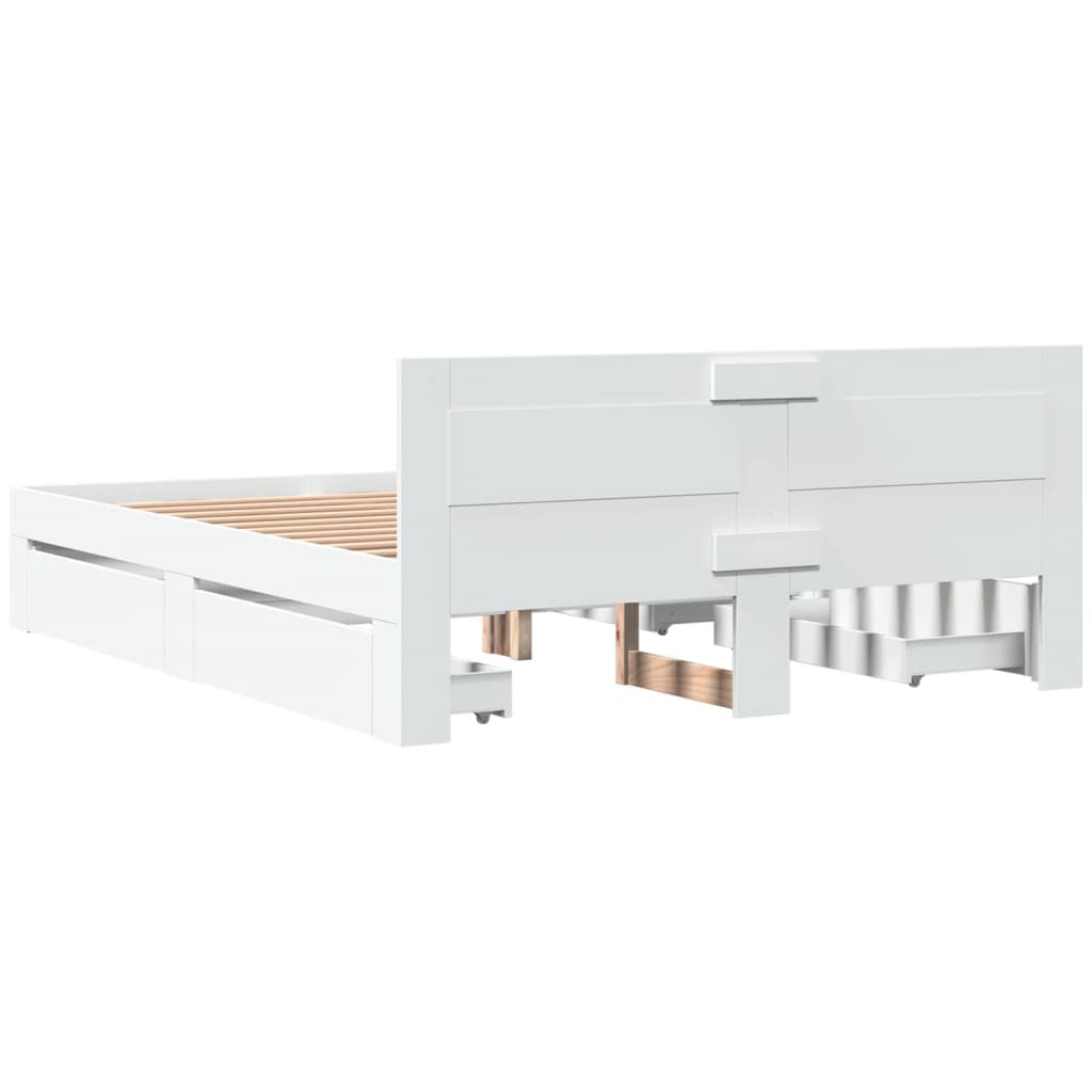 Bed frame with headboard without mattress white 160x200 cm