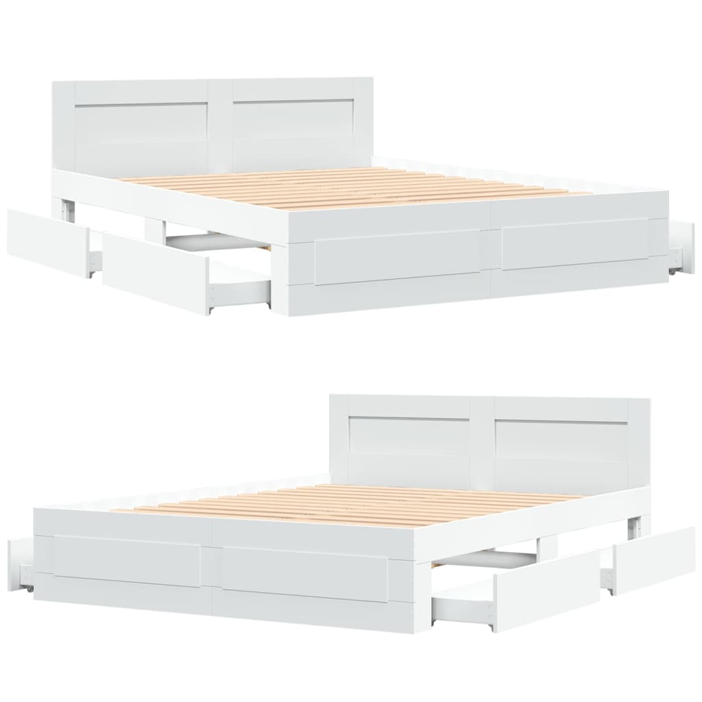 Bed frame with headboard without mattress white 160x200 cm