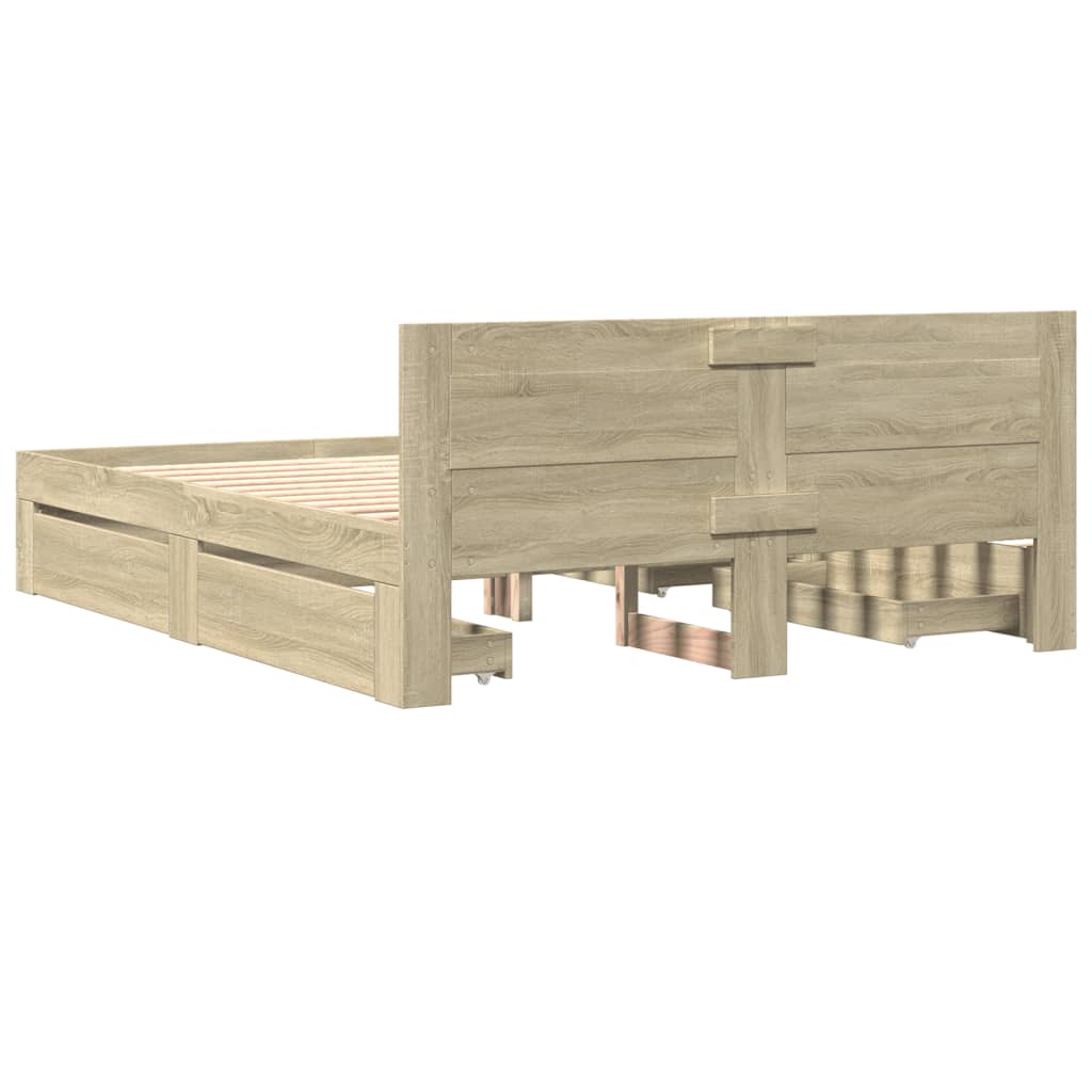 Bed frame with headboard Sonoma oak 160x200 cm wood material
