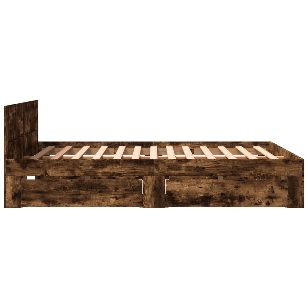 Bed frame with headboard smoked oak 160x200 cm wood material