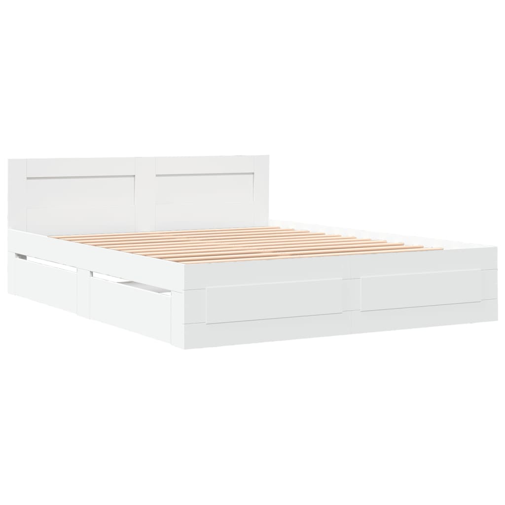 Bed frame with headboard without mattress white 150x200 cm