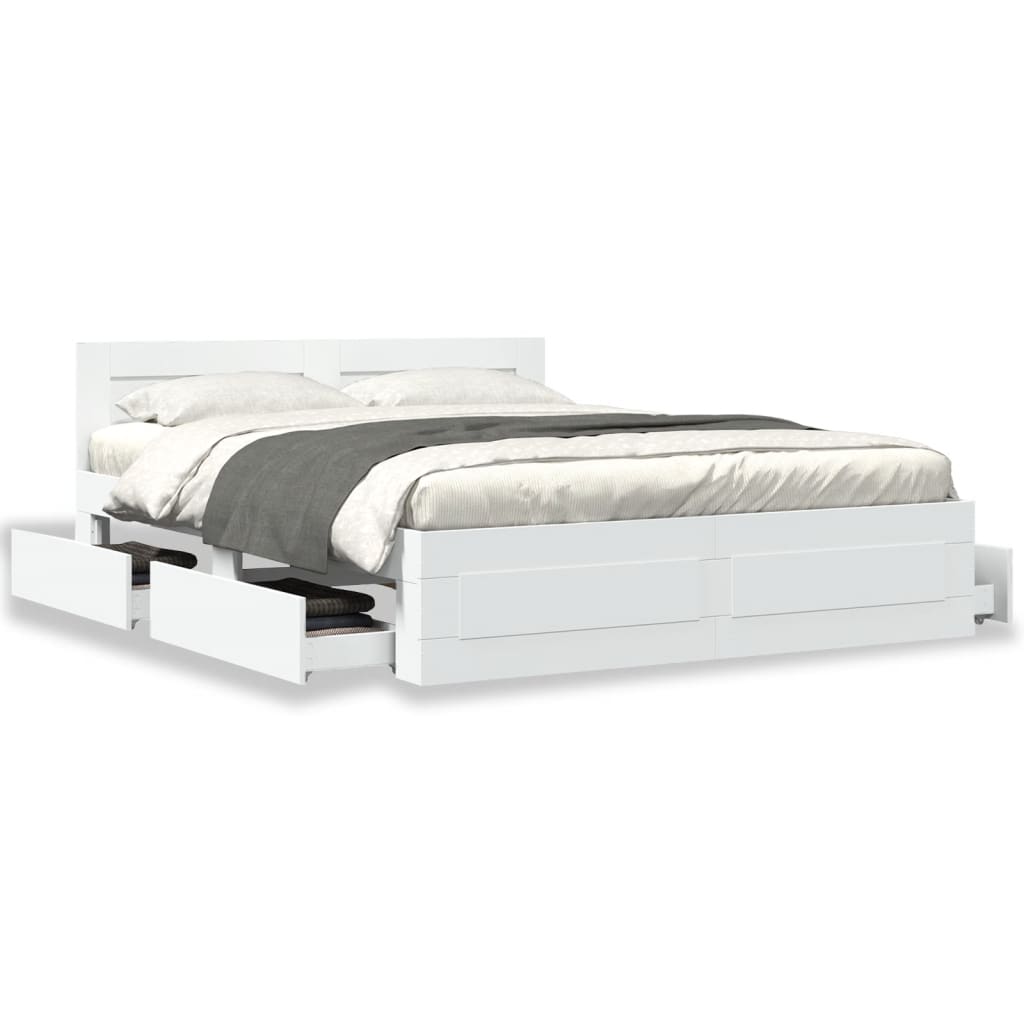 Bed frame with headboard without mattress white 150x200 cm