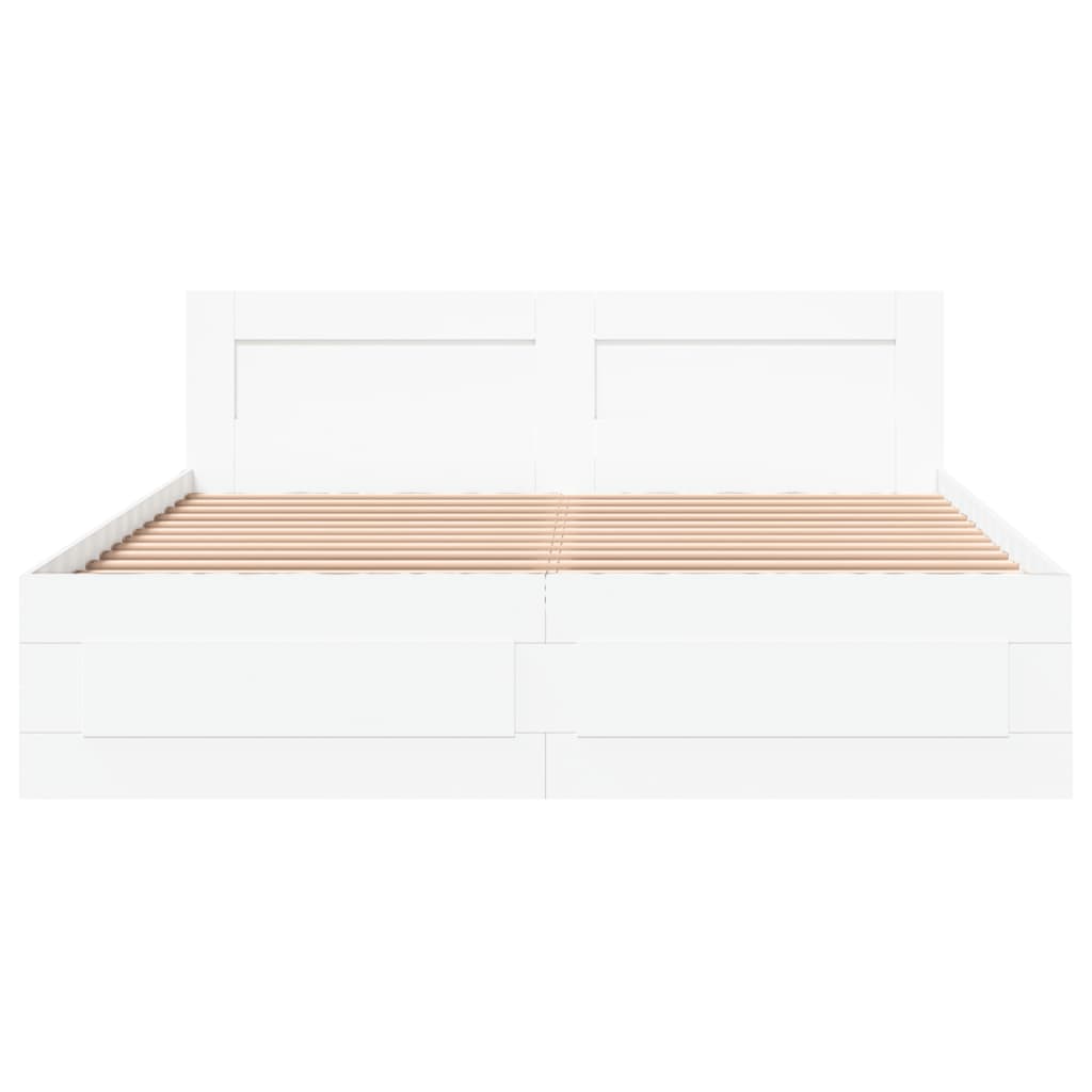 Bed frame with headboard without mattress white 150x200 cm