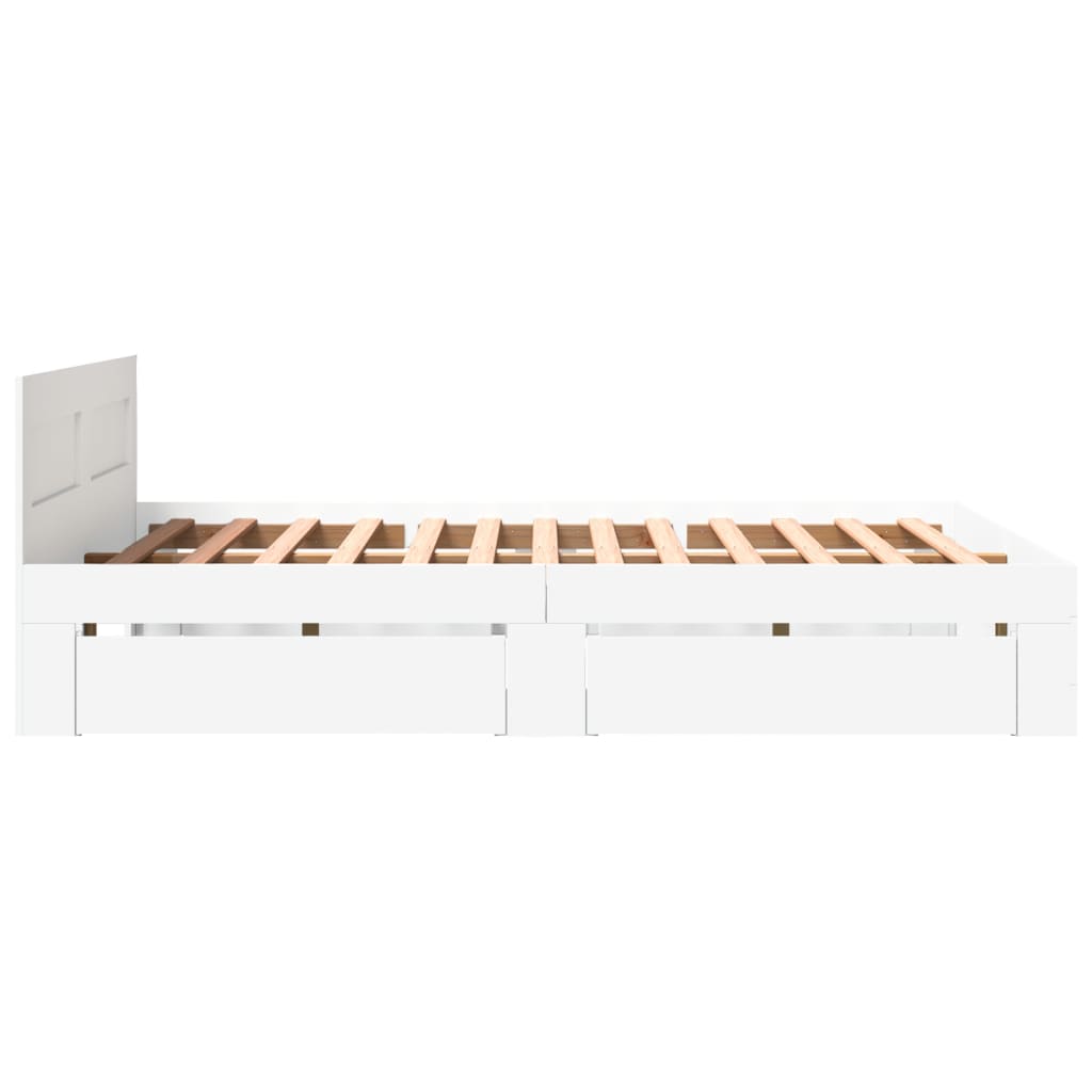 Bettgestell mit Kopfteil ohne Matratze Weiß 150x200 cm