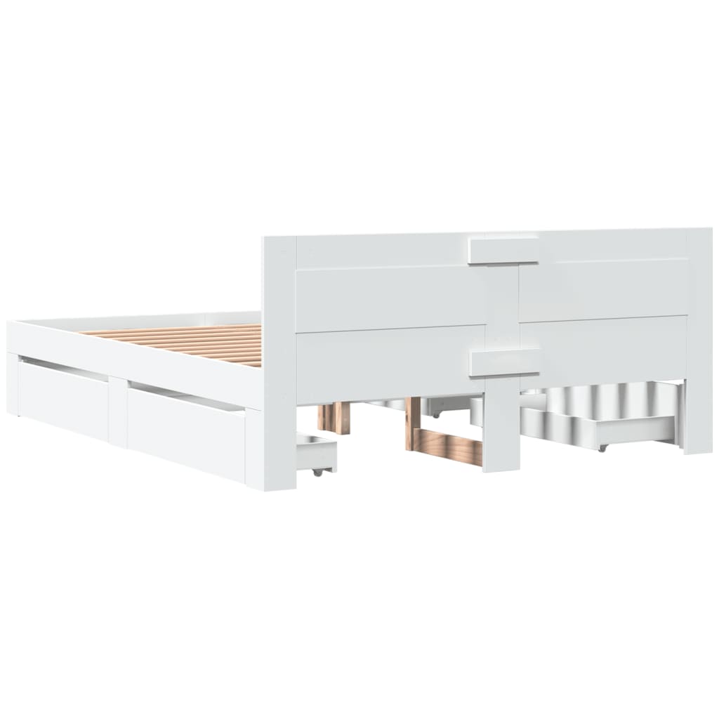 Bed frame with headboard without mattress white 150x200 cm