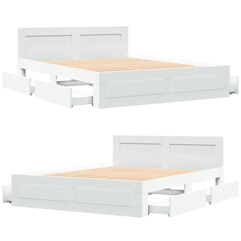 Bed frame with headboard without mattress white 150x200 cm