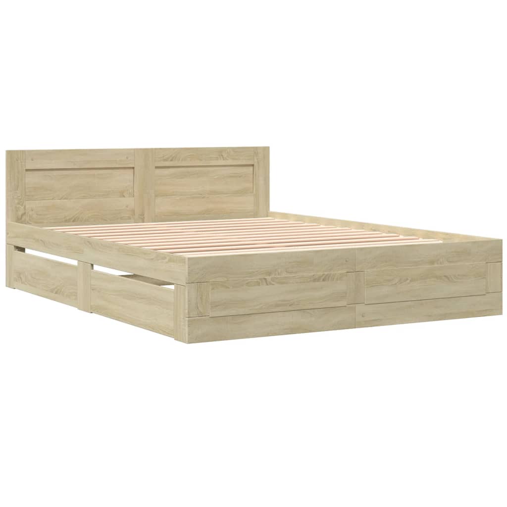 Bettgestell mit Kopfteil Sonoma-Eiche 150x200 cm Holzwerkstoff