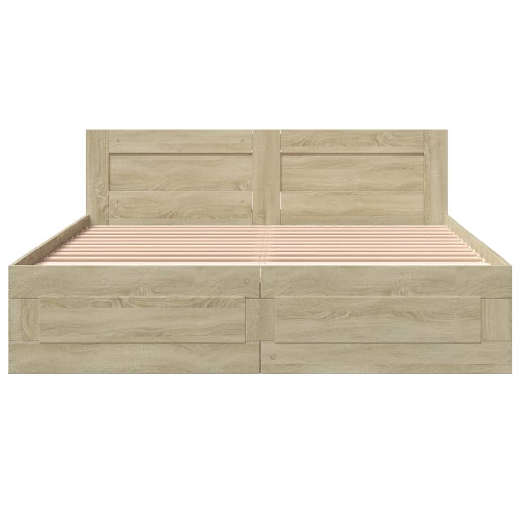 Bettgestell mit Kopfteil Sonoma-Eiche 150x200 cm Holzwerkstoff