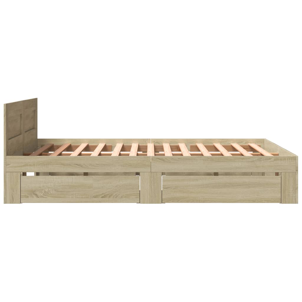 Bettgestell mit Kopfteil Sonoma-Eiche 150x200 cm Holzwerkstoff