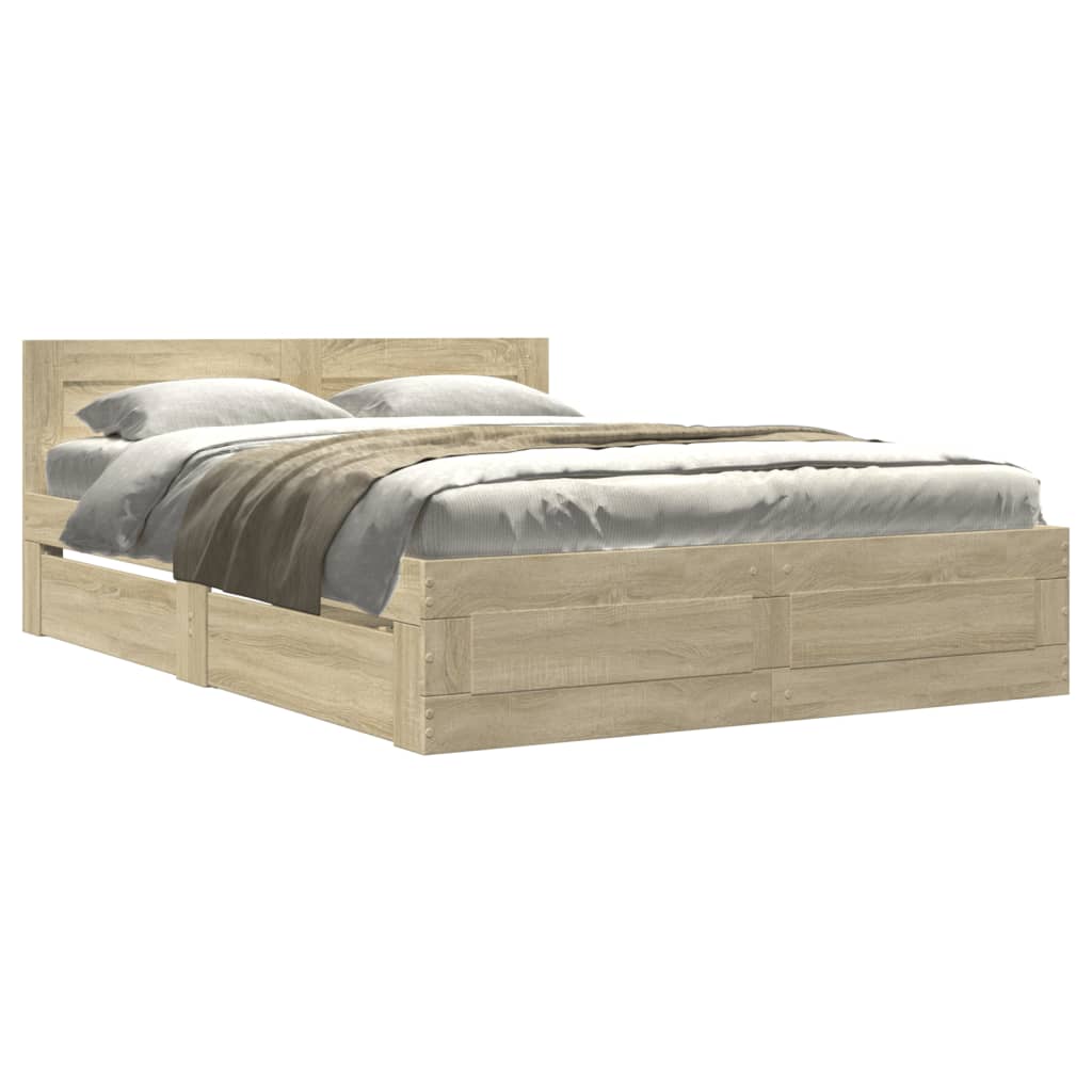 Bed frame with headboard Sonoma oak 140x200 cm wood material