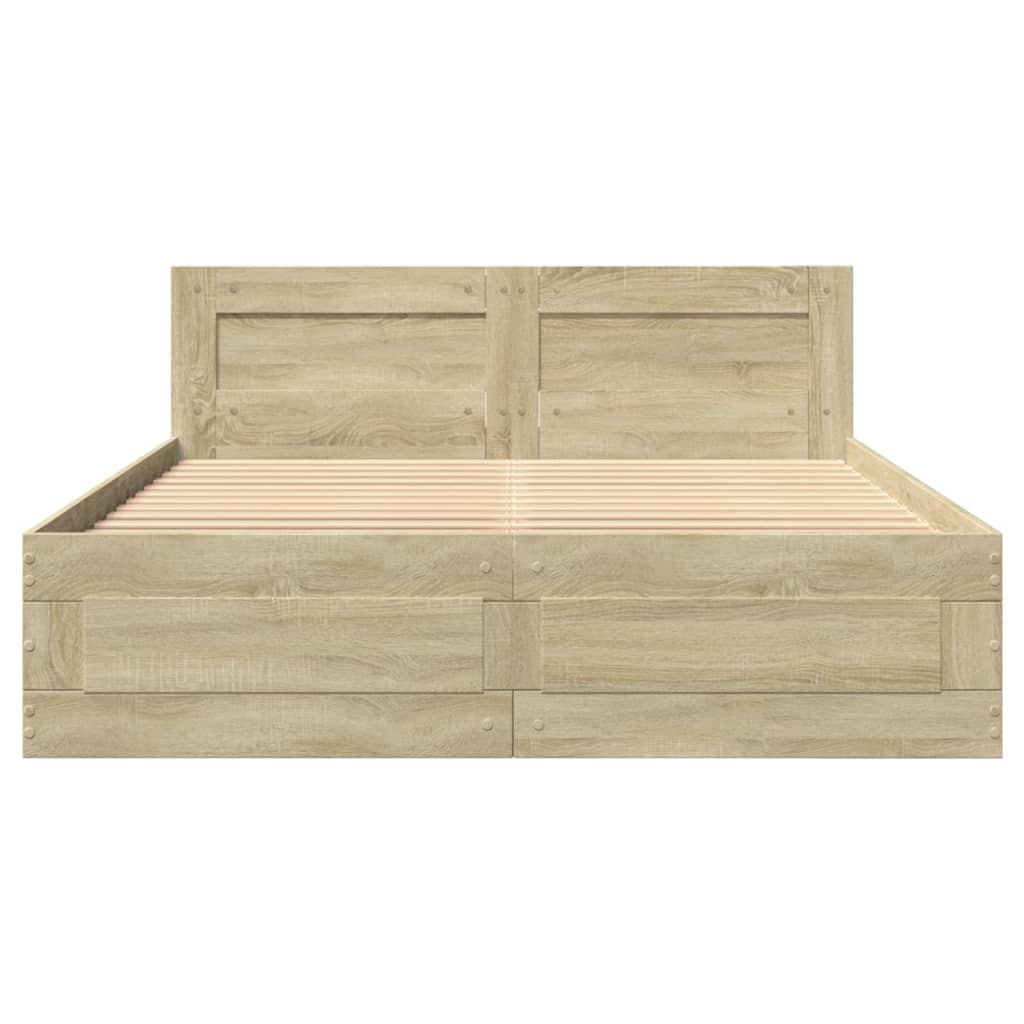 Bed frame with headboard Sonoma oak 140x200 cm wood material