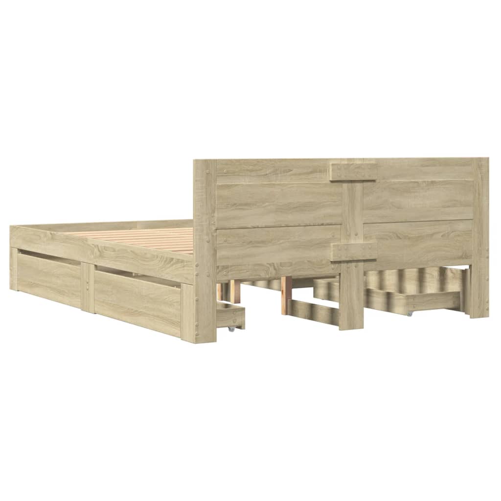 Bed frame with headboard Sonoma oak 140x200 cm wood material