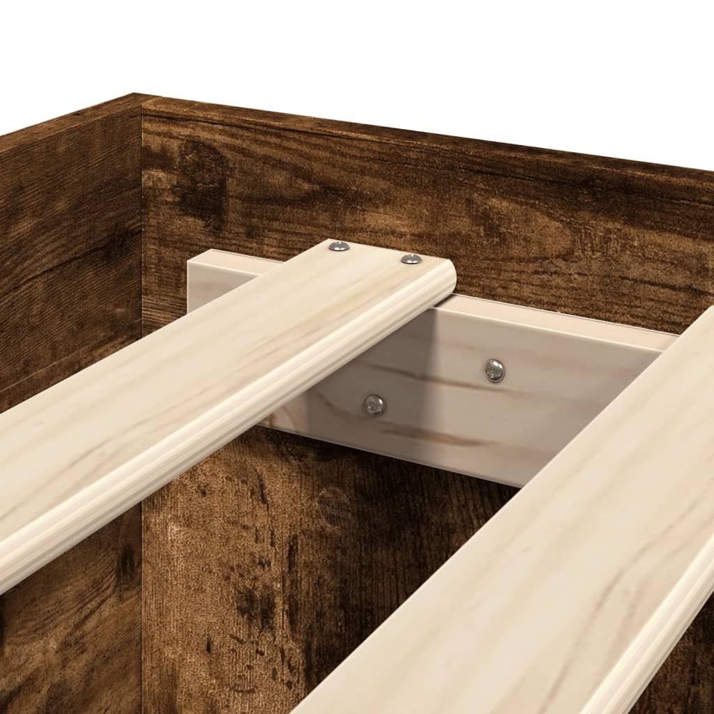 Bed frame with headboard smoked oak 140x200 cm wood material