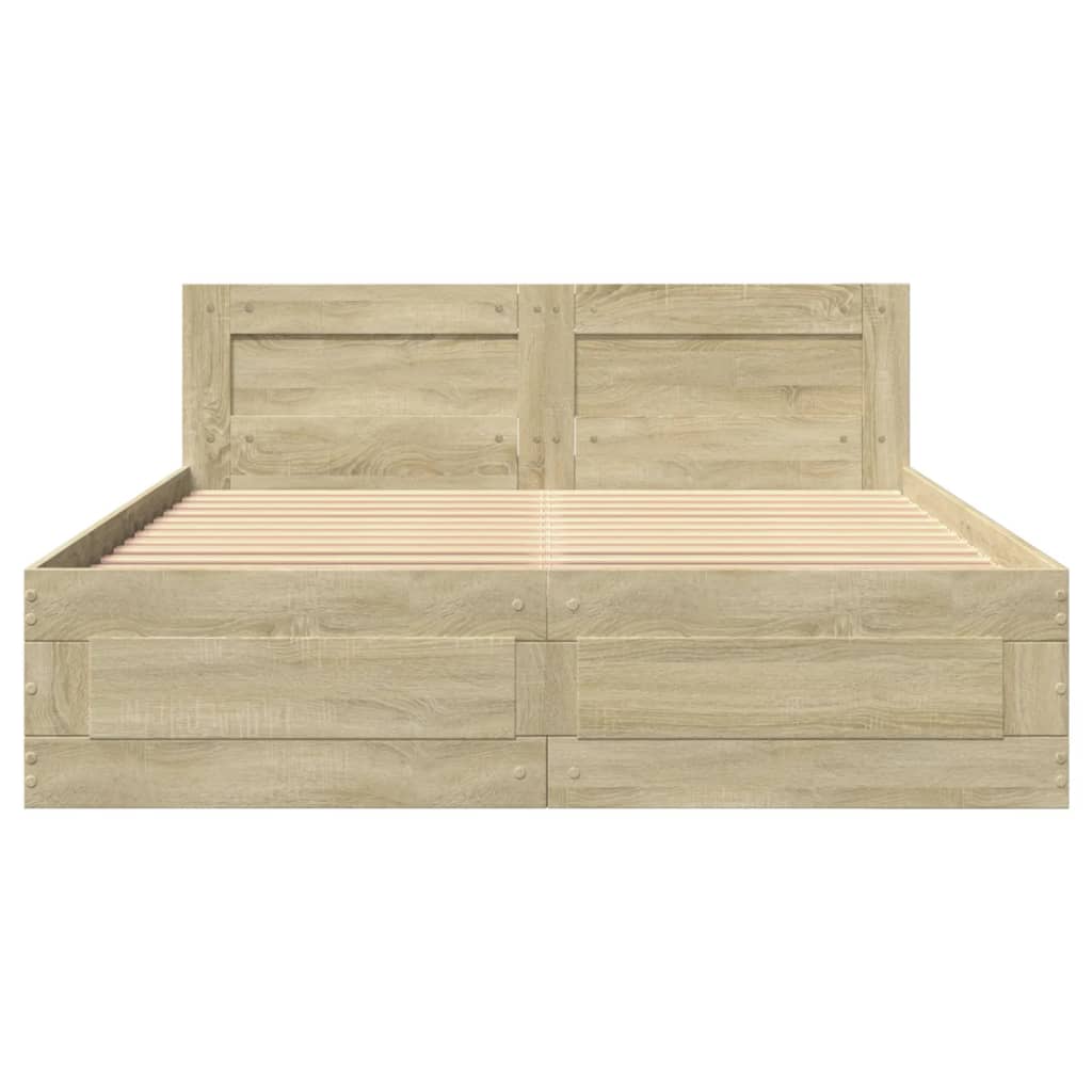 Bed frame with headboard Sonoma oak 120x200 cm wood material