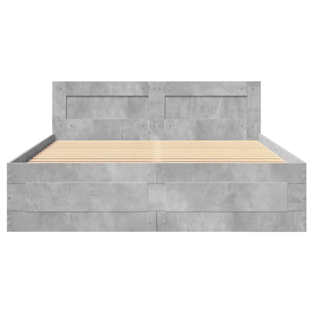 Bed frame with headboard concrete grey 120x200 cm wood material