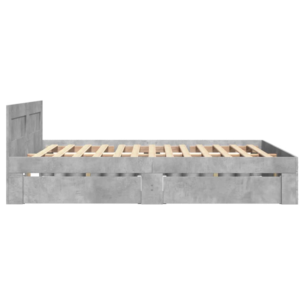 Bettgestell mit Kopfteil Betongrau 120x200 cm Holzwerkstoff