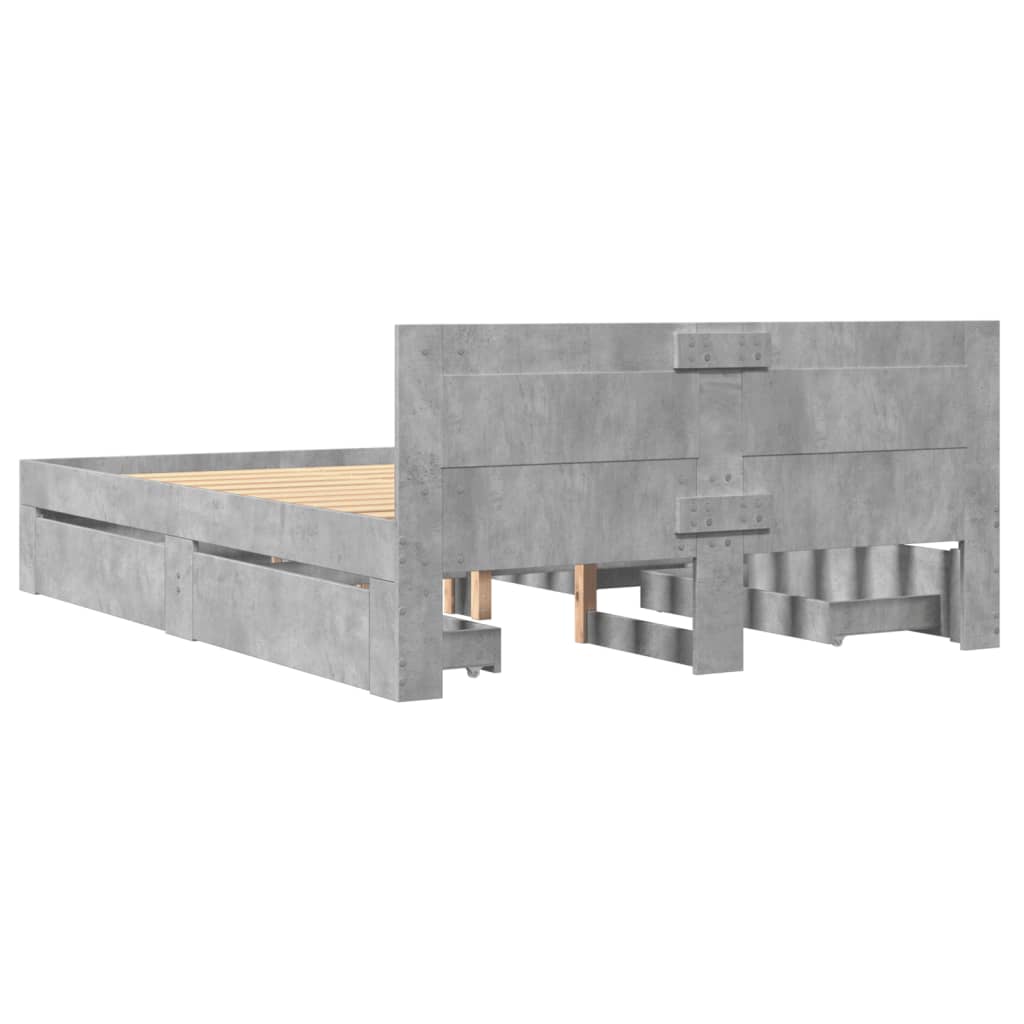 Bettgestell mit Kopfteil Betongrau 120x200 cm Holzwerkstoff