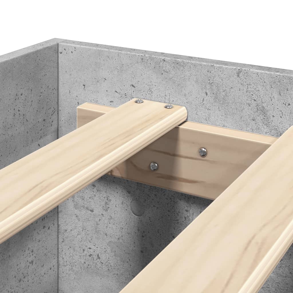 Bettgestell mit Kopfteil Betongrau 120x200 cm Holzwerkstoff