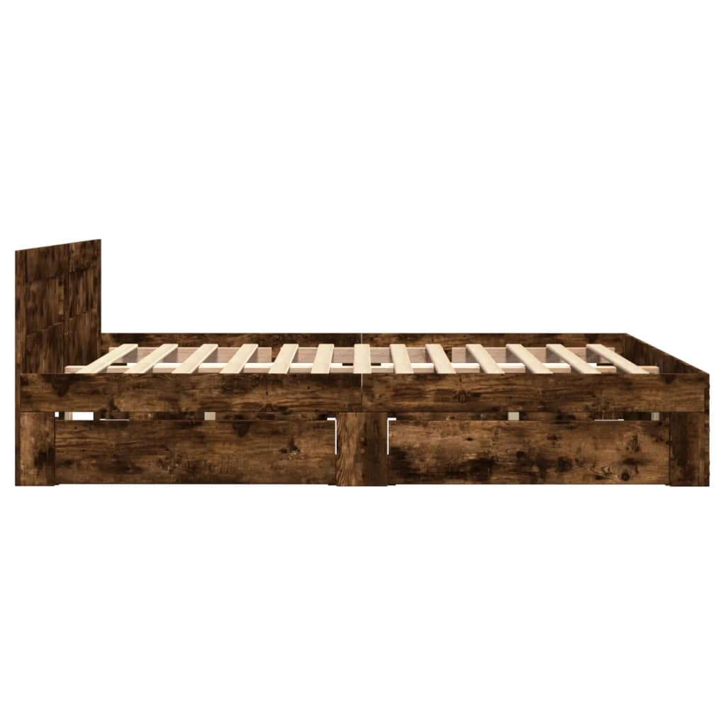 Bed frame with headboard smoked oak 120x200 cm wood material