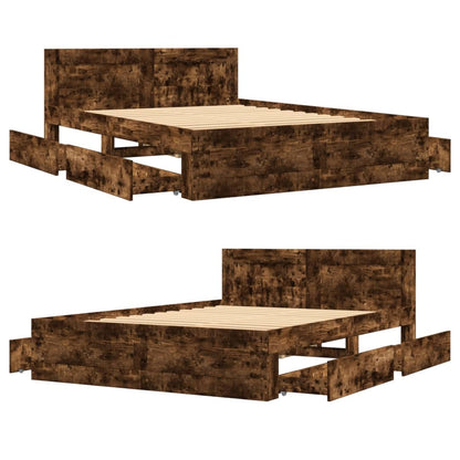 Bettgestell mit Kopfteil Räuchereiche 120x200 cm Holzwerkstoff