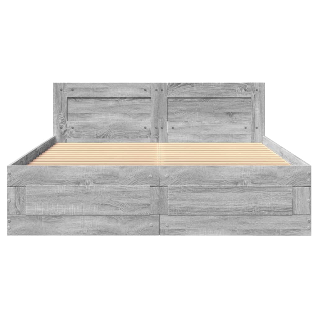 Bettgestell mit Kopfteil Grau Sonoma 120x200 cm Holzwerkstoff