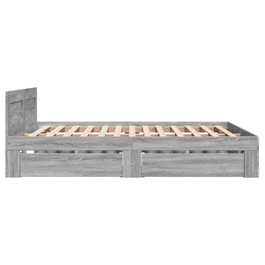 Bettgestell mit Kopfteil Grau Sonoma 120x200 cm Holzwerkstoff
