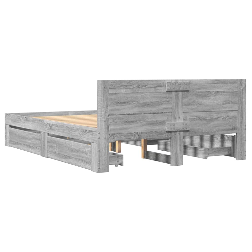 Bettgestell mit Kopfteil Grau Sonoma 120x200 cm Holzwerkstoff