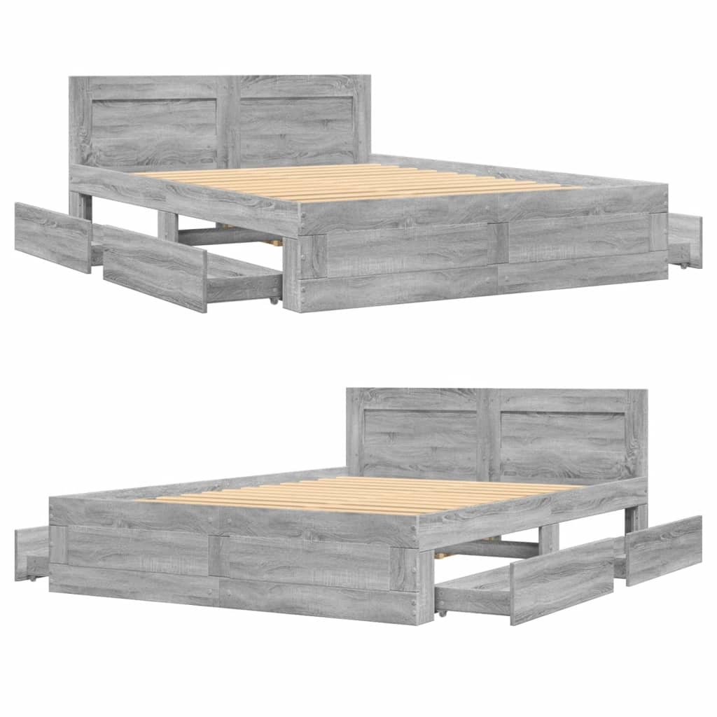 Bettgestell mit Kopfteil Grau Sonoma 120x200 cm Holzwerkstoff