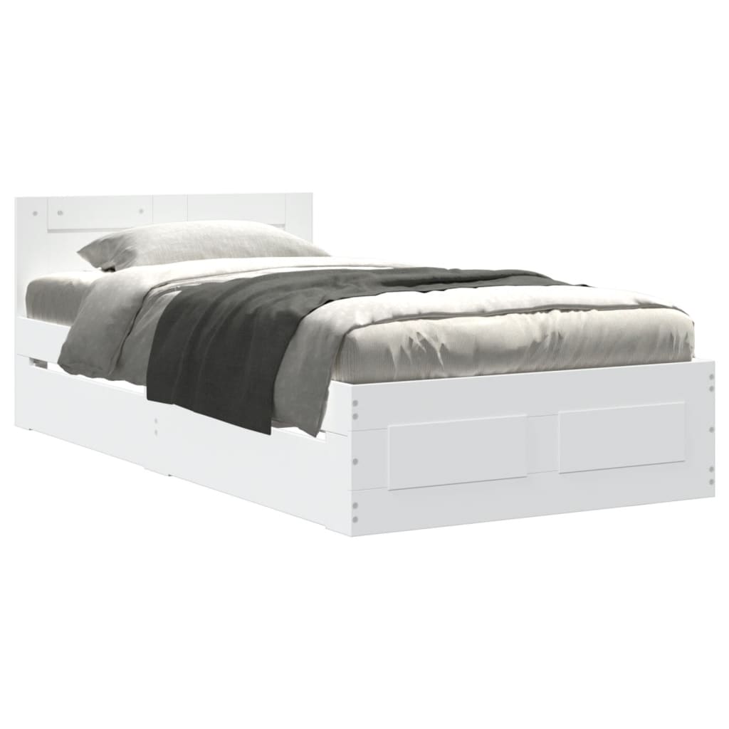 Bed frame with headboard without mattress white 100x200 cm