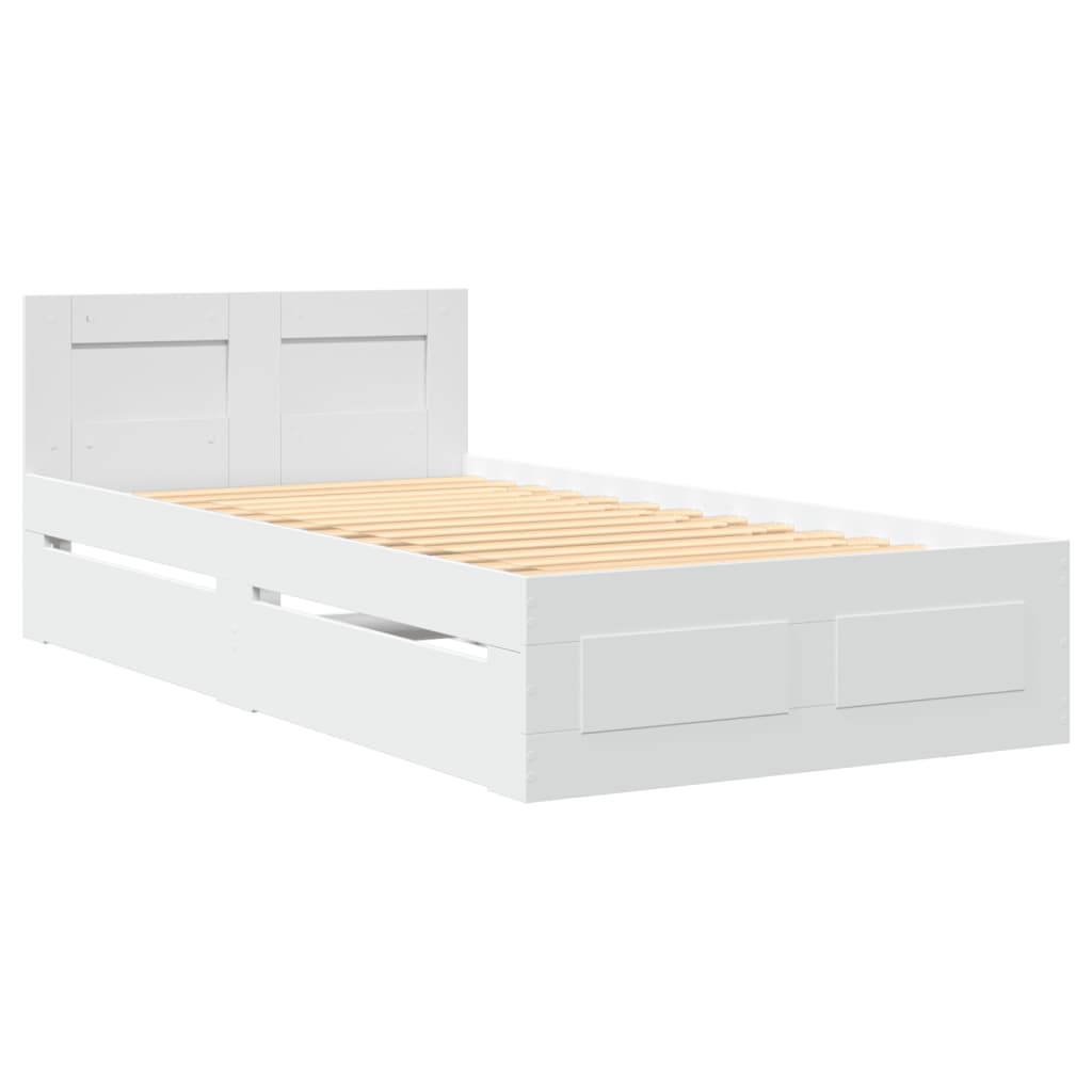 Bed frame with headboard without mattress white 100x200 cm
