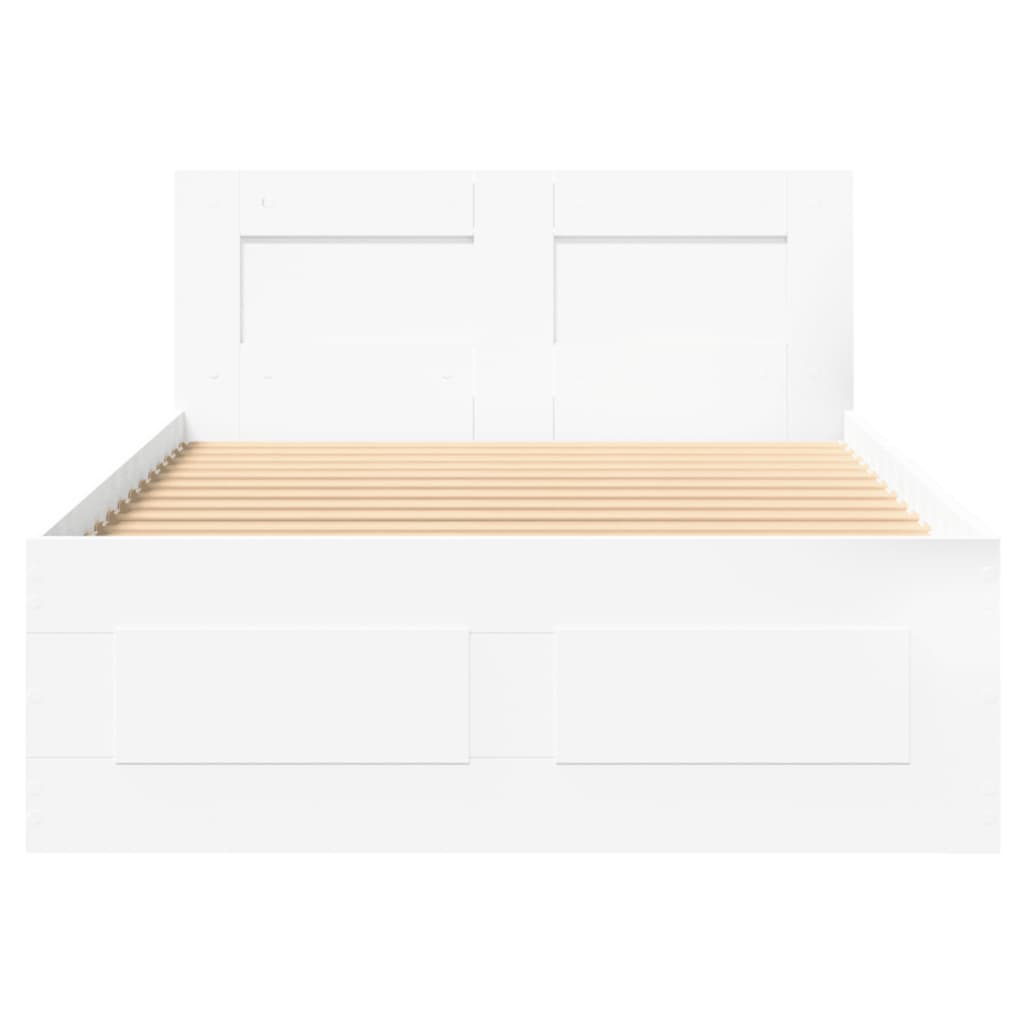 Bed frame with headboard without mattress white 100x200 cm