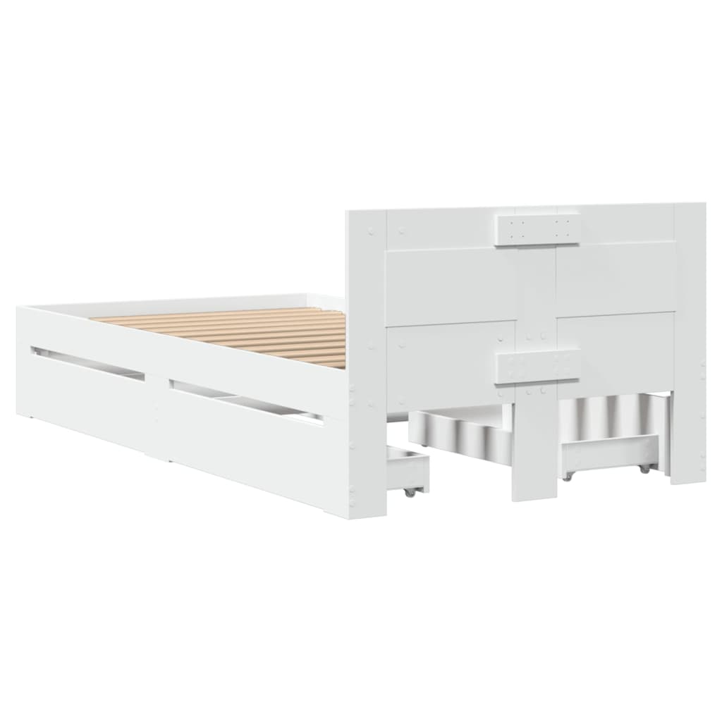 Bed frame with headboard without mattress white 100x200 cm