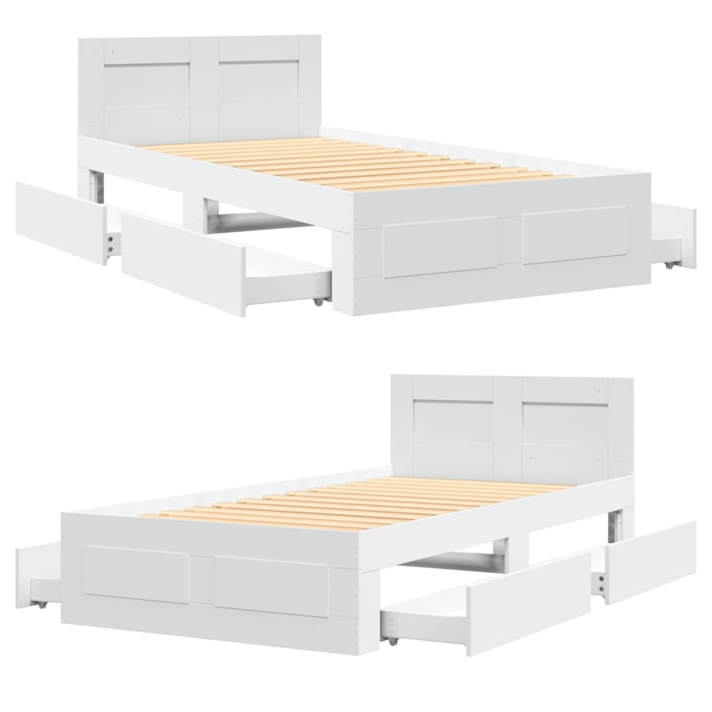 Bettgestell mit Kopfteil ohne Matratze Weiß 100x200 cm