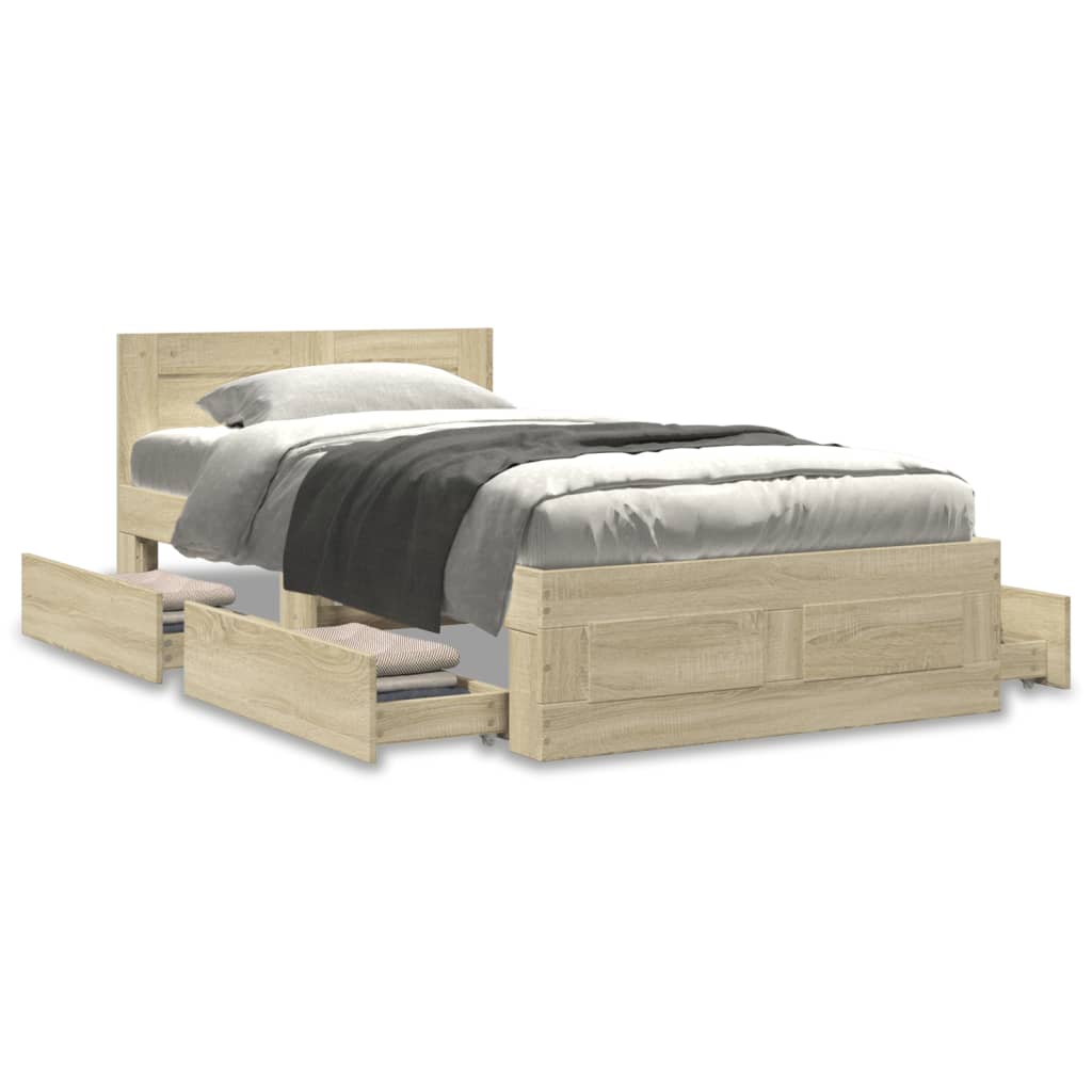 Bed frame with headboard Sonoma oak 100x200 cm wood material