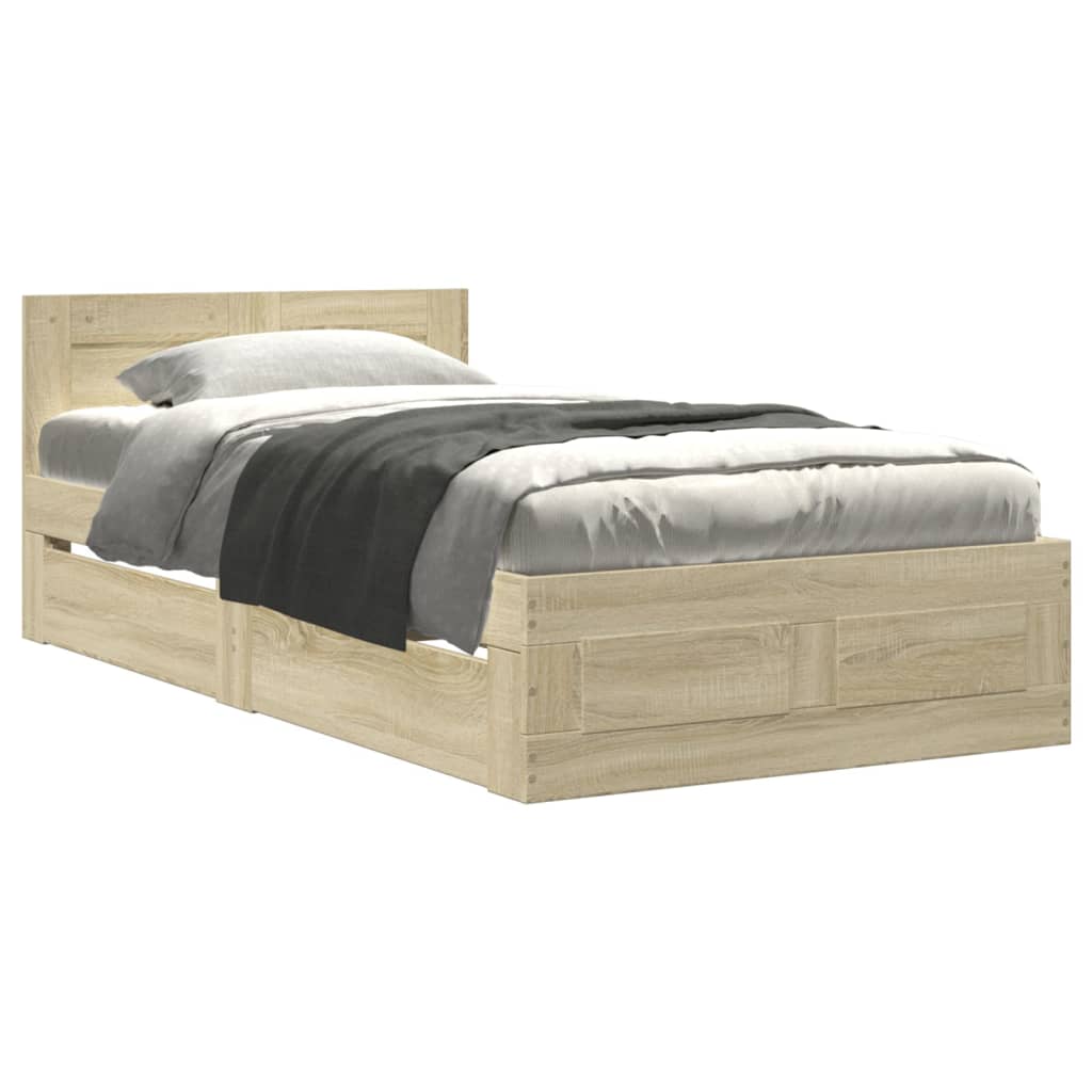 Bed frame with headboard Sonoma oak 90x200 cm wood material