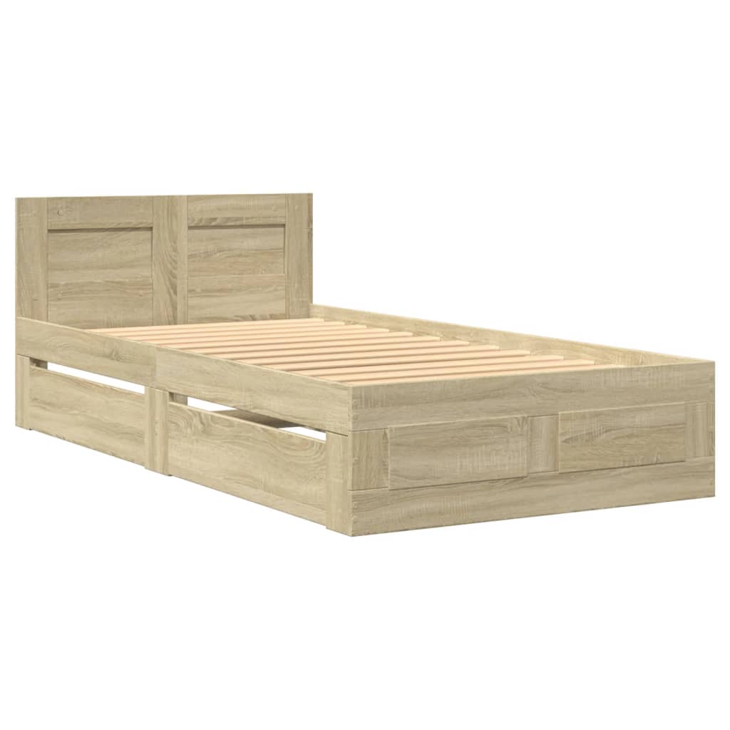 Bed frame with headboard Sonoma oak 90x200 cm wood material