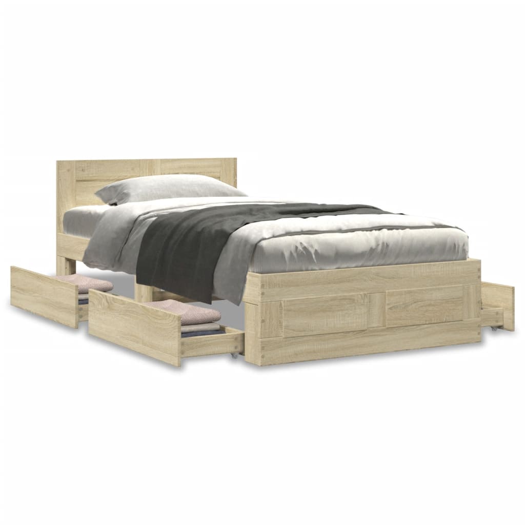 Bed frame with headboard Sonoma oak 90x200 cm wood material