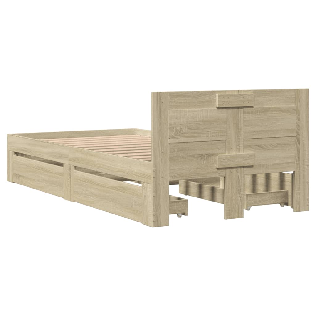 Bed frame with headboard Sonoma oak 90x200 cm wood material
