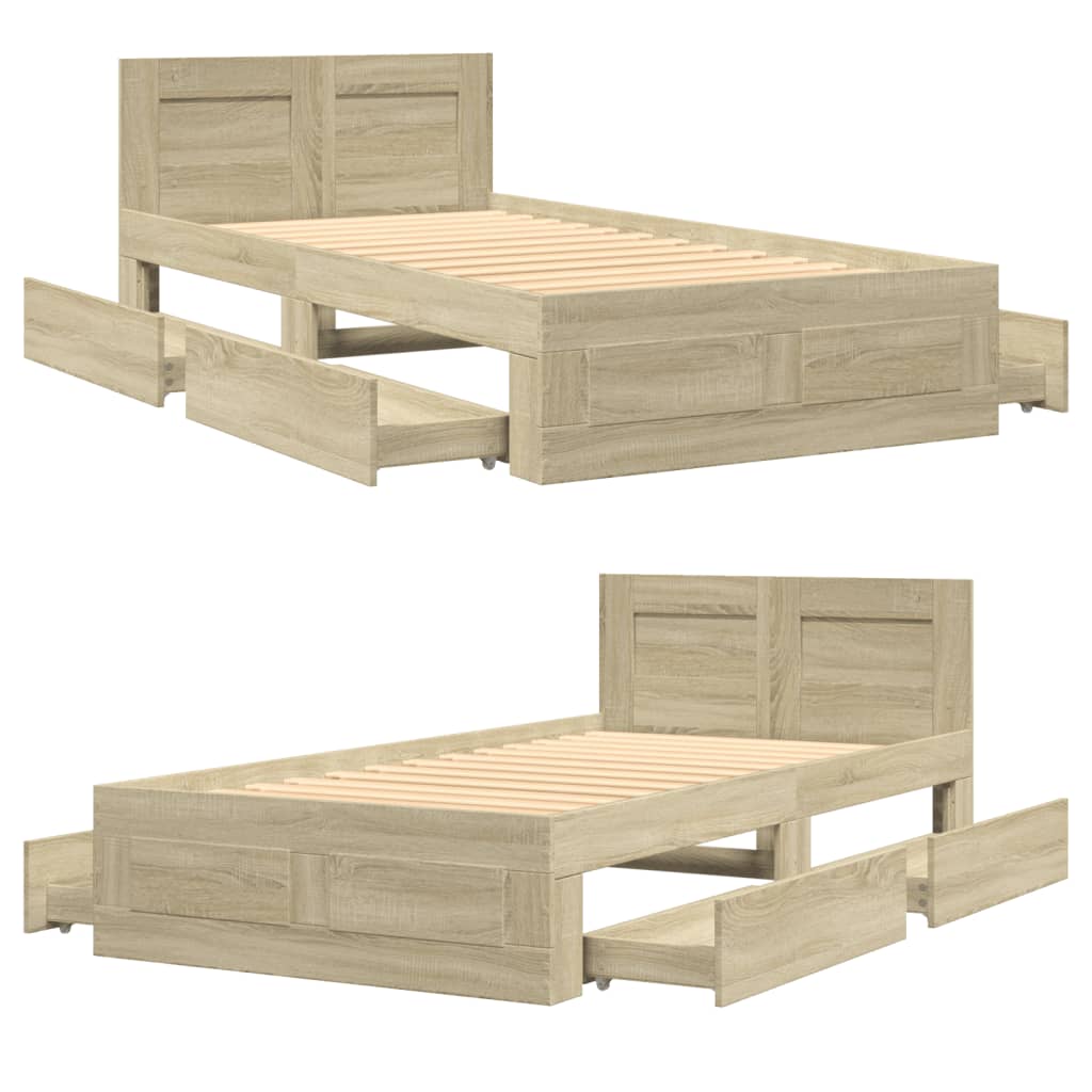 Bed frame with headboard Sonoma oak 90x200 cm wood material