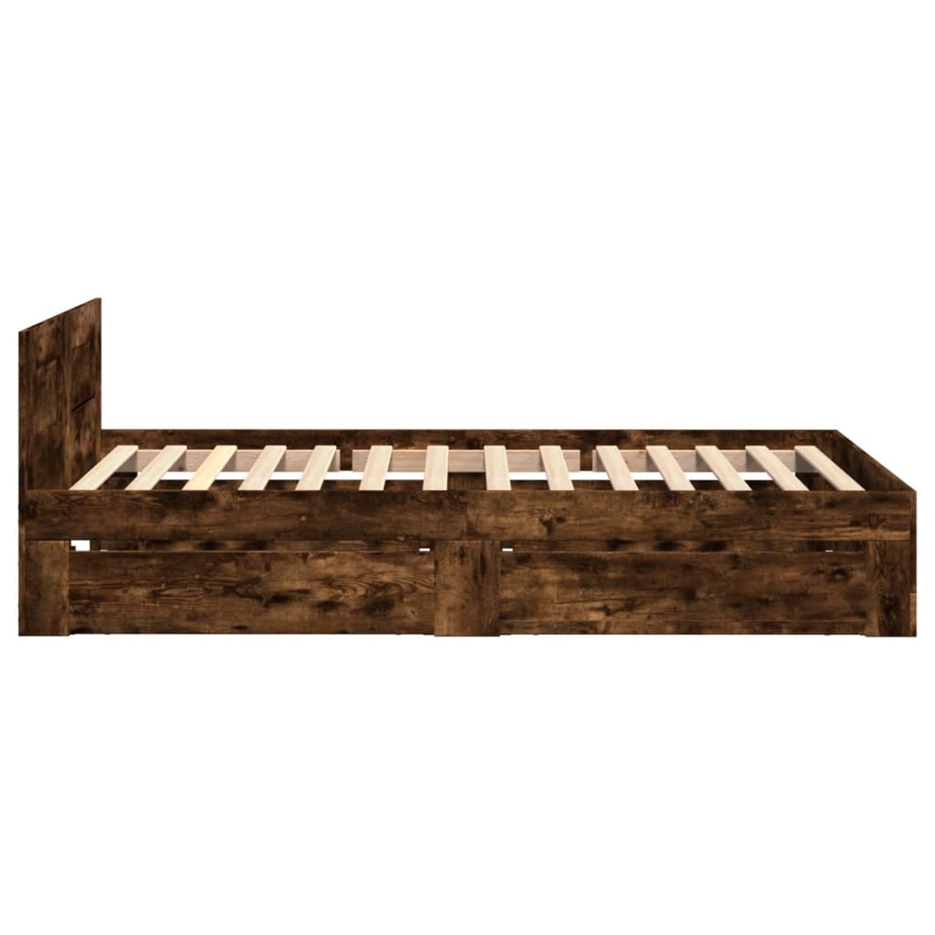 Bed frame with headboard smoked oak 90x200 cm wood material