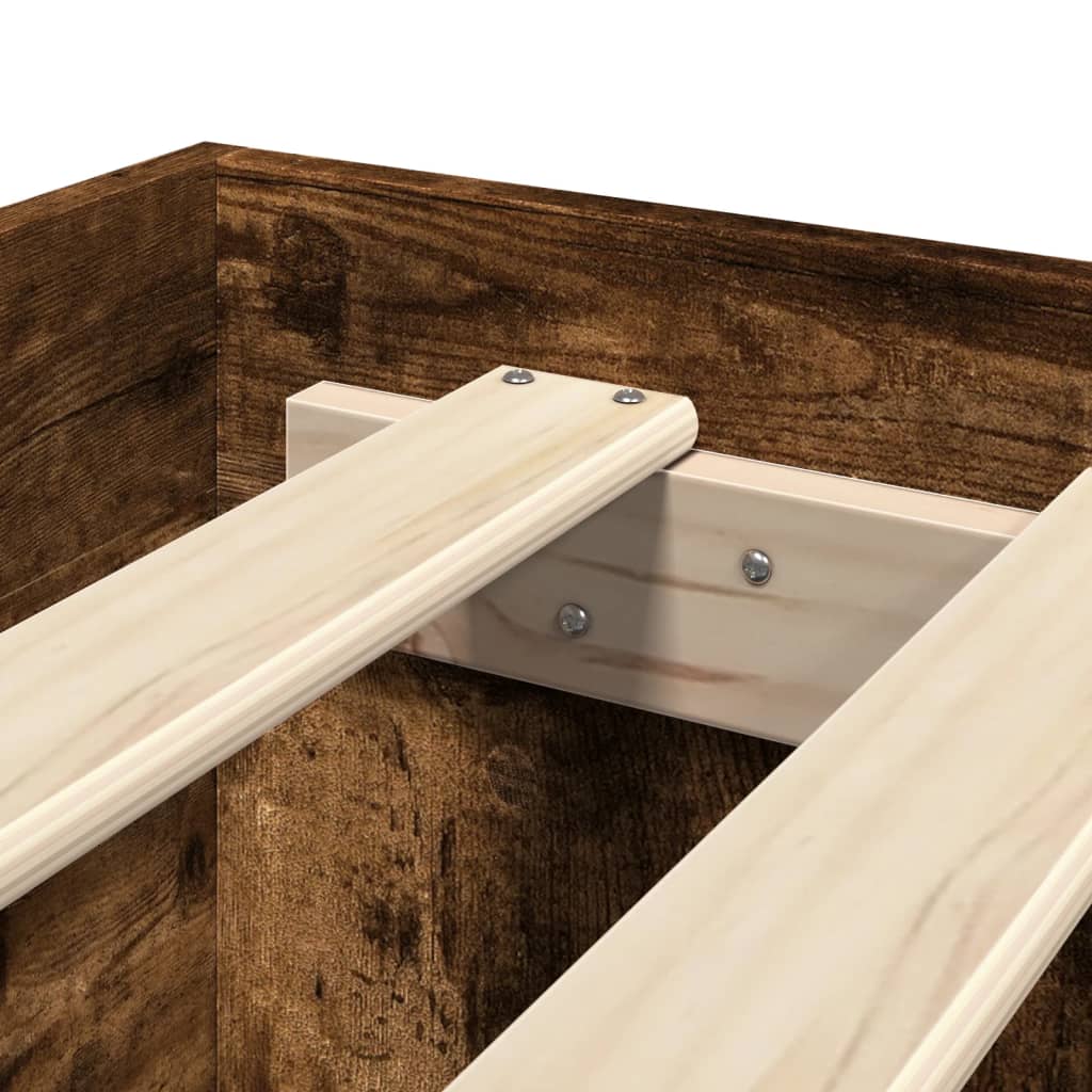 Bed frame with headboard smoked oak 90x200 cm wood material