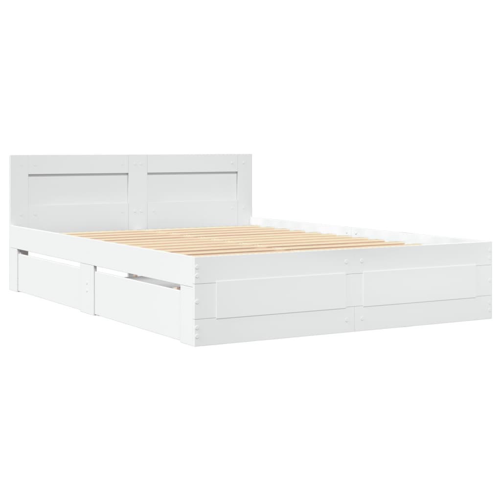 Bed frame with headboard without mattress white 140x190 cm