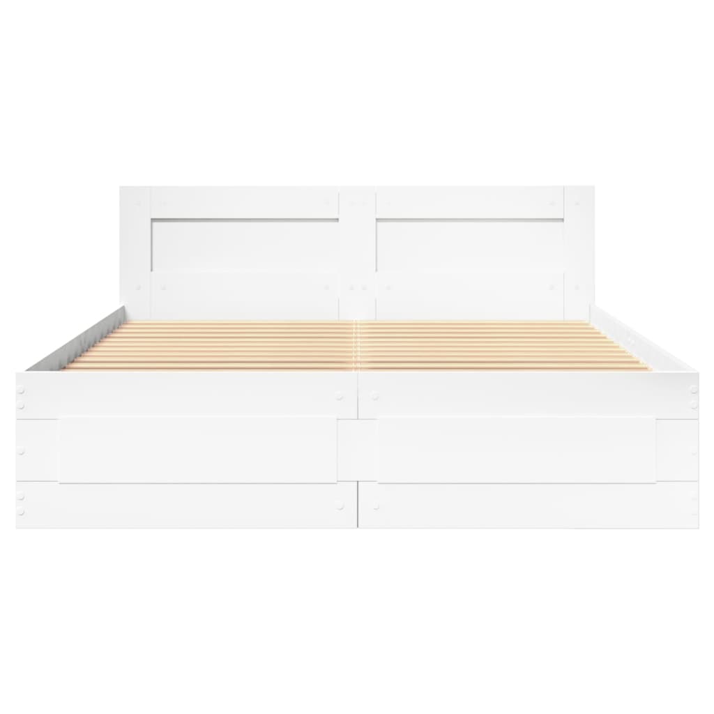 Bed frame with headboard without mattress white 140x190 cm